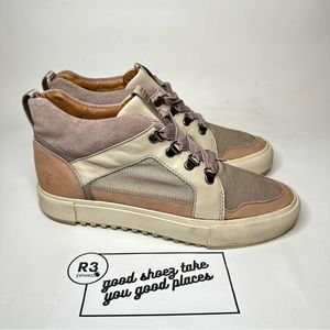 Frye Gia Lug High Top Sneakers Leather Pink Casual Shoes Womens Sz 8 M